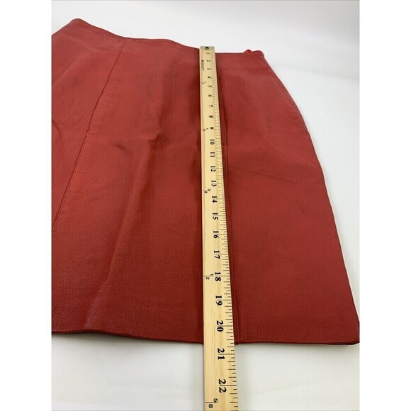 BOGO David Benjamin Red Leather Mini Skirt Nylon Lined Short Zip Slit Womens 12 - Picture 14 of 14